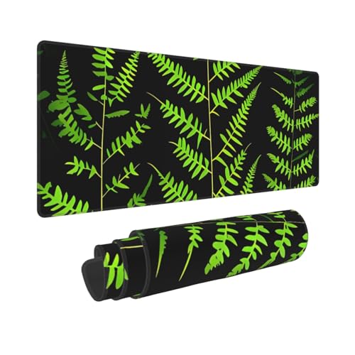 Großes Gaming-Mauspad, 30,5 x 80 cm, verlängertes XXL-Mauspad mit genähten Kanten, rutschfeste, lange Schreibtischunterlage, natürliche Pflanzensilhouette, Farnblatt, Schreibtischunterlage für Großes Gaming-Mauspad, 30,5 x 80 cm, verlängertes XXL-Mauspad mit genähten Kanten, rutschfeste, lange Schreibtischunterlage, natürliche Pflanzensilhouette, Farnblatt, Schreibtischunterlage für von GJHKSSVB