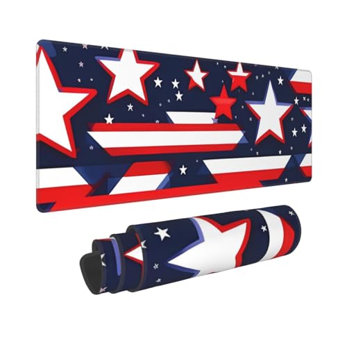 Großes Gaming-Mauspad, 30,5 x 80 cm, verlängertes XXL-Mauspad mit genähten Kanten, rutschfeste, lange Schreibtischunterlage, patriotische Sterne, Streifen, Unabhängigkeitstag, Druck Großes Gaming-Mauspad, 30,5 x 80 cm, verlängertes XXL-Mauspad mit genähten Kanten, rutschfeste, lange Schreibtischunterlage, patriotische Sterne, Streifen, Unabhängigkeitstag, Druck von GJHKSSVB