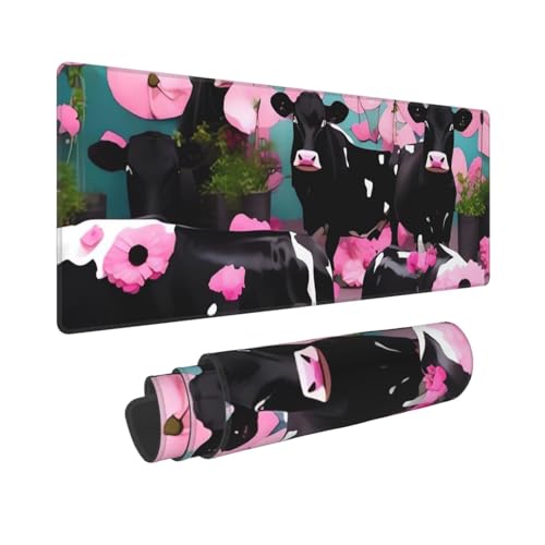 Großes Gaming-Mauspad, 30,5 x 80 cm, verlängertes XXL-Mauspad mit genähten Kanten, rutschfeste, lange Schreibtischunterlage, rosa Blume, Show, Lenkerkühe, Schreibtischunterlage für Tastatur, Zuhause Großes Gaming-Mauspad, 30,5 x 80 cm, verlängertes XXL-Mauspad mit genähten Kanten, rutschfeste, lange Schreibtischunterlage, rosa Blume, Show, Lenkerkühe, Schreibtischunterlage für Tastatur, Zuhause von GJHKSSVB