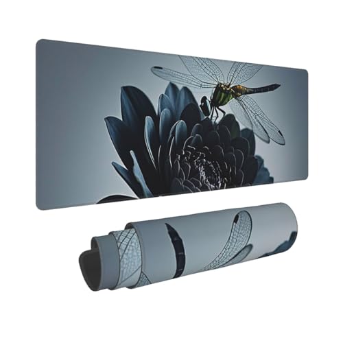 Großes Gaming-Mauspad, 30,5 x 80 cm, verlängertes XXL-Mauspad mit genähten Kanten, rutschfeste, lange Schreibtischunterlage, schwarze Blumen und Libellen, Schreibtischunterlage für Tastatur, Zuhause Großes Gaming-Mauspad, 30,5 x 80 cm, verlängertes XXL-Mauspad mit genähten Kanten, rutschfeste, lange Schreibtischunterlage, schwarze Blumen und Libellen, Schreibtischunterlage für Tastatur, Zuhause von GJHKSSVB