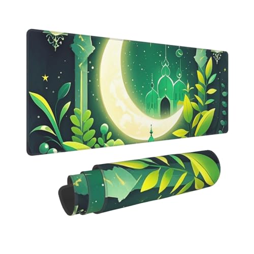 Großes Gaming-Mauspad, 30,5 x 80 cm, verlängertes XXL-Mauspad mit genähten Kanten, rutschfeste, lange Schreibtischunterlage Ramadan auf grüner Tapete, Schreibtischunterlage für Tastatur, Zuhause, Büro Großes Gaming-Mauspad, 30,5 x 80 cm, verlängertes XXL-Mauspad mit genähten Kanten, rutschfeste, lange Schreibtischunterlage Ramadan auf grüner Tapete, Schreibtischunterlage für Tastatur, Zuhause, Büro von GJHKSSVB