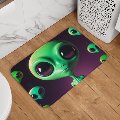 Niedliche grüne Alien-Fußmatte, Willkommens-Fußmatte, rutschfest, saugfähig, Badteppich, weich, waschbar, Bodenmatte, moderner Teppich für stilvolle Küche, Schlafzimmer, Badezimmer, Dekoration, 40,6 x Niedliche grüne Alien-Fußmatte, Willkommens-Fußmatte, rutschfest, saugfähig, Badteppich, weich, waschbar, Bodenmatte, moderner Teppich für stilvolle Küche, Schlafzimmer, Badezimmer, Dekoration, 40,6 x von GJHKSSVB