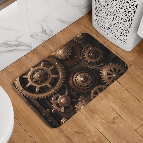 Steampunk Fußmatte mit mechanischen Zahnrädern, rutschfest, saugfähig, Badteppich, weich, waschbar, Bodenmatte, moderner Teppich für stilvolle Küche, Schlafzimmer, Badezimmer, Dekoration, 40,6 x 61 cm Steampunk Fußmatte mit mechanischen Zahnrädern, rutschfest, saugfähig, Badteppich, weich, waschbar, Bodenmatte, moderner Teppich für stilvolle Küche, Schlafzimmer, Badezimmer, Dekoration, 40,6 x 61 cm von GJHKSSVB