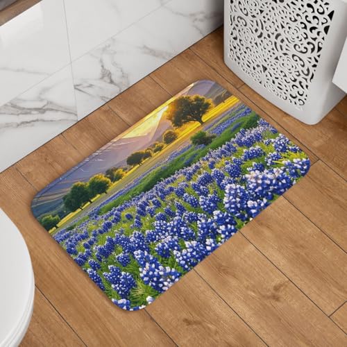 Texas Bluebonnets Fußmatte mit Landschaftsmotiv, rutschfest, saugfähig, Badteppich, weich, waschbar, Bodenmatte, moderner Teppich für stilvolle Küche, Schlafzimmer, Badezimmer, Dekoration, 40,6 x 61 Texas Bluebonnets Fußmatte mit Landschaftsmotiv, rutschfest, saugfähig, Badteppich, weich, waschbar, Bodenmatte, moderner Teppich für stilvolle Küche, Schlafzimmer, Badezimmer, Dekoration, 40,6 x 61 von GJHKSSVB