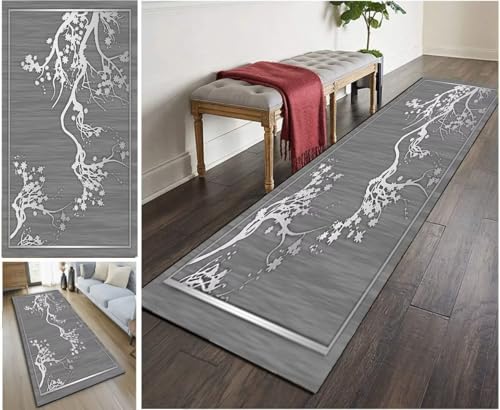 GJIF Flur Läufer Teppich, rutschfest Schallschutz Türmatte mit 0,6 MM Dickem, Fußboden Matte für Korridorhalle Küche Eingang Treppe, Cuttable Waschbar von GJIF