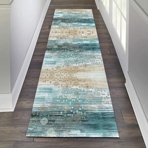 GJIF Läufer Teppich Flur Modern 110X450CM, Korridor Teppich Für Küche Wohnzimmer Schlafzimmer, Rutschfester, Breite 60cm / 80cm/ 90cm/ 100cm/ 120cm von GJIF