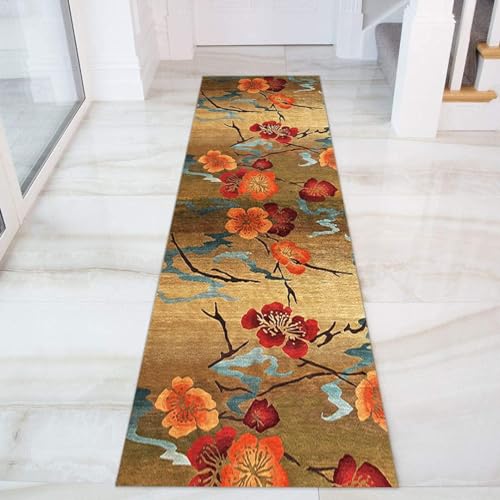 GJIF Läufer Teppich Flur rutschfest 3D Blume Modern 120X700CM, Abstrakt Korridor Teppich Für Küche Wohnzimmer Schlafzimmer, Rutschfester von GJIF
