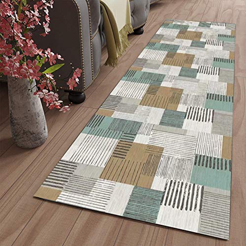 GJIF Läufer Teppich Flur rutschfest Modern Geometrisch, Korridor Teppich Für Küche Wohnzimmer Schlafzimmer, Breite 60cm/ 80cm/ 90cm/ 100cm/ 120cm(Size:90x700cm) von GJIF