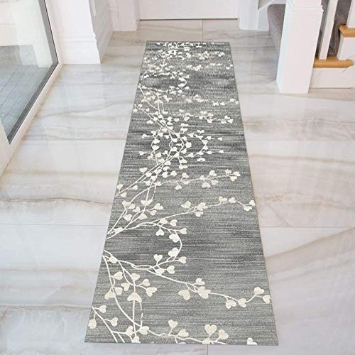 GJIF Läufer Teppich Flur rutschfest Modern Grau, Korridor Teppich Für Küche Wohnzimmer Schlafzimmer, Breite 60cm / 80cm/ 90cm/ 100cm/ 120cm(Size:120x500cm) von GJIF