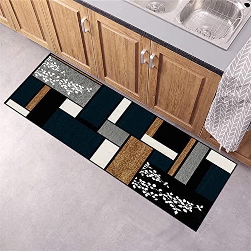 GJIF Teppichläufer rutschfest Läufer Flur 70×130cm, Modernes Schlichtes geometrisches Schwarz Küchenteppich Waschbar Meterware Schlafzimmer Korridor Teppich Lang, Länge Anpassbare von GJIF