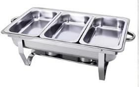 9L Speisenwärmer, Edelstahl Chafing Dish mit 1x 1/1 GN-Schale, Buffet-Mahlzeitwärmer - Ideal für Catering, Buffet & Party (Silber, 3X 1/3 GN-Behälter) von GJKQRJ