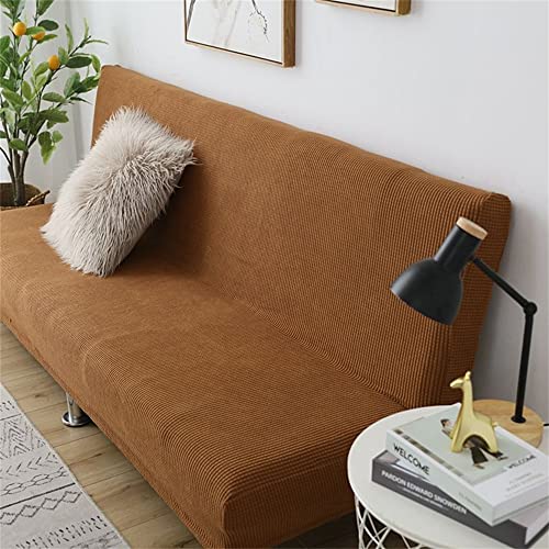 GJLJYJY Bezug für armloses 2-/3-Sitzer-Sofa, Kleiner Spandex-Stretch-Futon-Schonbezug, Schutz für Klappsofa ohne Armlehnen (helles Curry, 190–210 cm) von GJLJYJY