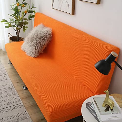 GJLJYJY Bezug für armloses 2-/3-Sitzer-Sofabett, Kleiner Spandex-Stretch-Futon-Schonbezug, Schutz für Klappsofa ohne Armlehnen (Orange, 120–150 cm) von GJLJYJY