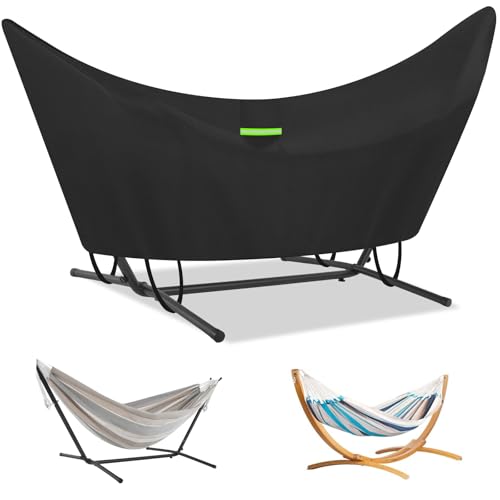 Hängematte Abdeckung,Schutzhülle für Hängematten, Vollständige Abdeckplane für Outdoor-Schaukelstuhl und Doppelhängematte aus 600D Oxford-Gewebe,Regensicher, UV-beständig und reißfest (Schwarz) von GJMZTQG