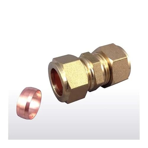 Fit 18mm Tube OD Brass Compression Union Fitting With Copper Ferrule Ring Water Gas Oil Fit 18mm Tube OD Brass Compression Union Fitting With Copper Ferrule Ring Water Gas Oil von GJQMIPRKD