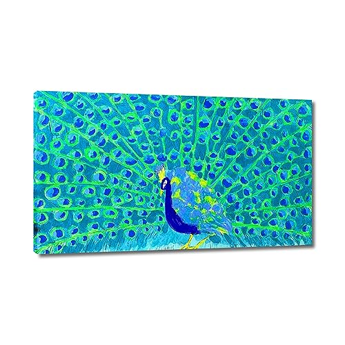 GJRYHXT Abstrakte bunte berühmte Gemälde von Walasse Ting. Gerahmtes Wand bilder Bild: Pfau. LeinWand bilderer. Wohnzimmer Dekor Poster 80x135cm Umwickelte Leinwand von GJRYHXT