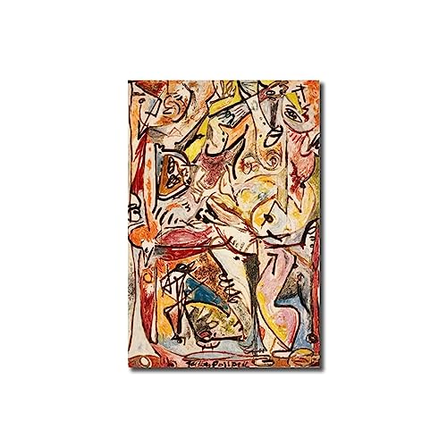 GJRYHXT Jackson Pollock Wandkunst-Gemälde: Der blaue Uncon. Berühmte abstrakte Kunstwerkreproduktion auf Leinwand. Dekorbild für Wohnzimmer 80x120cm nur Leinwand von GJRYHXT