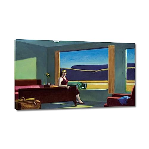 GJRYHXT Wandkunst Gerahmte Gemälde von Edward Hopper: Western Motel. Berühmte Kunstwerk-Reproduktion auf Leinwand. Deko-Poster für Wohnzimmer 70x120cm gewickelte Leinwand von GJRYHXT