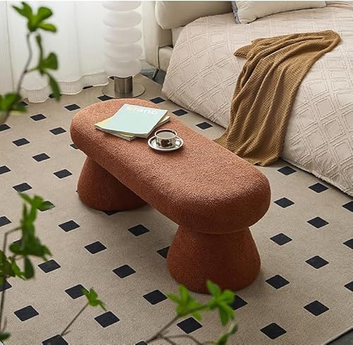 GJVBGA Moderne Bouclé-Bank, rechteckiger Couchtisch, flauschige Sherpa-Bank, Ottomane, Kunstfell-Eingangsbank, Fußstütze für Schlafzimmer, Flur, Wohnzimmer, Ende der Bettbank (100 x 40 x 43 cm) von GJVBGA