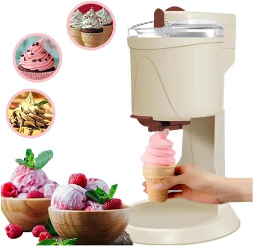 Softeismaschine, halbautomatisch, 1000 ml, Haushalts-Eismaschine, Obst, Dessert, Joghurt, Kegel, Eismaschine von GJVBGA