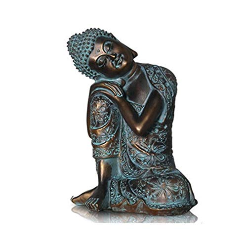 GJXY Schlafender Buddha Statue, Außen-Stand Skulptur Statue Buddha 23cm Harz Ornamente, Gartendeko Buddha Statue Feng Shui Crafts,Bronze von GJXY