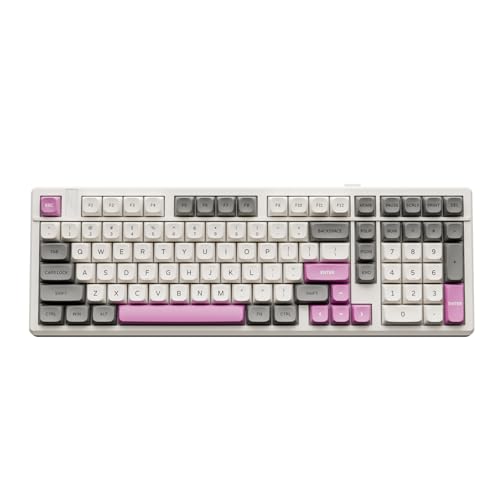 GK GAMAKAY TK101 98% Mechanische Gaming Tastatur mit Nummernpad Hot-Swap-fähig Bluetooth/2.4GHz/Wired RGB PBT Tastenkappen 101 Keys Gasket Gaming Tastatur (Weiß&Grau, Pluto Switch) von GK GAMAKAY