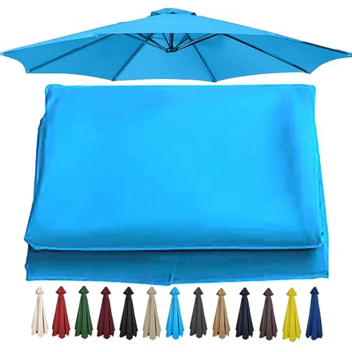 6 Rippen Ersatz-Regenschirmbezug Sonnenschirm-Ersatztuch, 200cm/270cm/300cm, Polyester Markt Tisch Schirmdach, Outdoor Garten Schirme Ersatz Baldachin Abdeckung(Color:Lake Blue,Size:300cm/6 ribs) von GKGLHSJ