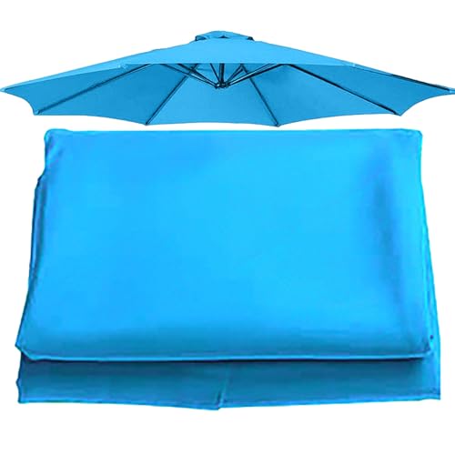 Ersatz-Regenschirmbezug, 200cm/270cm/300cm+6 Arme Gartenschirm-Überdachung Ersatzdach, Regenschirm Ersatz Tuch Für Garten Terrasse Hof Strand Pool Markt Tisch(Color:Lake Blue,Size:270cm/6 ribs) von GKGLHSJ