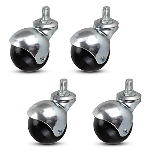 Drehrad mit Kugeln, 4er-Pack Lenkrollen mit Kugelgelenk und Gewindeschaft M8x15mm Nylon 50mm(Universal) von GKIRQVPE