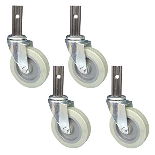 Drehrad mit Kugeln, Küchenwagen, PU-Lenkrollen, 4 Zoll, Vierkantrohr 23 mm, 210 kg, 4er-Pack, 45 mm, 85 mm Loch(Universal,45mm) von GKIRQVPE