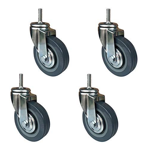 Drehrad mit Kugeln, Lenkrollen 4 Zoll 100 mm Rad M10 M12 Gewinde 270 kg 4er-Pack mit Bremse(Universal,M12) von GKIRQVPE