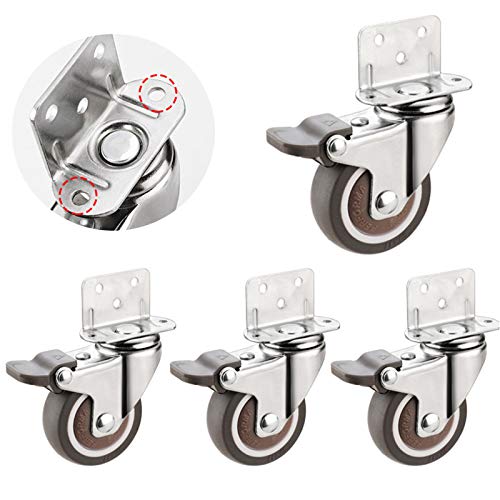 Drehrad mit Kugeln, Niedriges Profil, L-förmig, doppelt verriegelbar, 360-Grad-Lenkrollen, 4er-Pack, mehrere Größen(Brake,38mm/1.5in) von GKIRQVPE