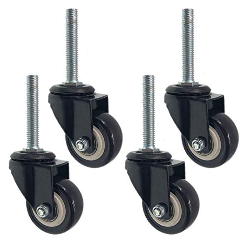 Drehrad mit Kugeln, Schwenkbare PU-Rollen mit Gewindeschaft, schwarz, mehrere Größen, 4er-Pack, Doppellager, 150 kg Tragkraft(Universal,M8) von GKIRQVPE