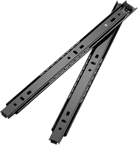 GKIRQVPE Aluminium Silber Schublade Schienen Heavy Duty Metall Schublade Slide Runners Kugellager Soft Close Side Mount 10-20 Zoll Schwarz(500mm/20inch) von GKIRQVPE