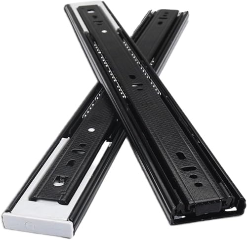 GKIRQVPE Aluminium Silber Schublade Schienen Schubladenführungen Soft Close Dreiteilig Metall Schwarz 250-500mm(10 Inch(250mm)) von GKIRQVPE