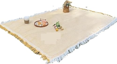 GKIRQVPE Picknickkissen ausklappbar, Grid Faltbare Tragbare Picknick Matte Mehrfarbig 90x150cm(Geel) von GKIRQVPE