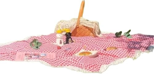 GKIRQVPE Picknickkissen ausklappbar, Outdoor Picknick Matte Strand Decke Camping Matte Spitze Rot Kariert Mehrere Größen(30x60cm) von GKIRQVPE