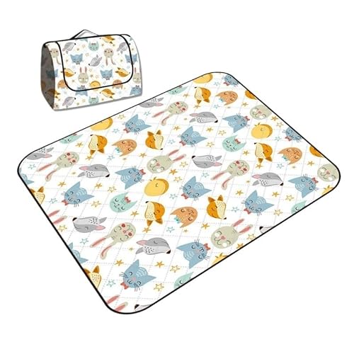 GKIRQVPE Picknickkissen ausklappbar, Outdoor Picknickdecke 200x200cm Mehrfarbig Mit Griff(Color-29) von GKIRQVPE
