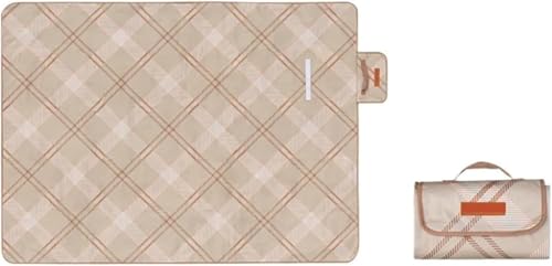 GKIRQVPE Picknickkissen ausklappbar, Picknickmatte, faltbar, for Strand, Camping, Wandern, 140 x 200 cm, Mehrfarbig, Tragetasche(Beige) von GKIRQVPE