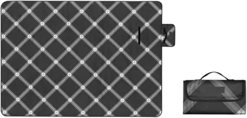 GKIRQVPE Picknickkissen ausklappbar, Picknickmatte, faltbar, for Strand, Camping, Wandern, 140 x 200 cm, Mehrfarbig, Tragetasche(Svart) von GKIRQVPE