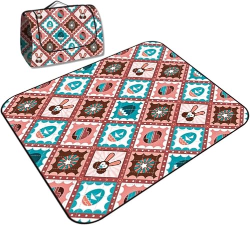 GKIRQVPE Picknickkissen ausklappbar, Tragbare Picknickdecke mit Griff 200x200 cm Mehrfarbig(Color 10) von GKIRQVPE