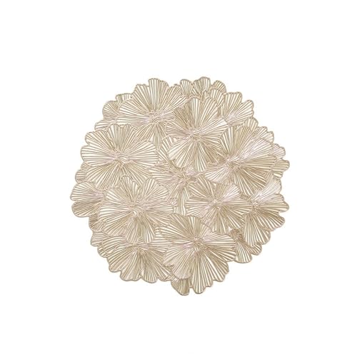 GKIRQVPE Runde Vinyl-Mahlzeiten, Runde Vinyl-Tischsets, 6er-Pack, Mehrfarbig, 38 cm(Gold) von GKIRQVPE