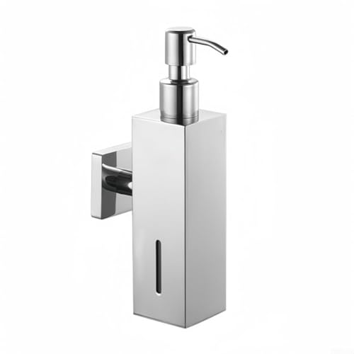 GKIRQVPE Seifenspender, An der Wand befestigter Seifenspender aus Edelstahl 250ML Multicolor 21x9.5x5cm(Silver Glossy) von GKIRQVPE
