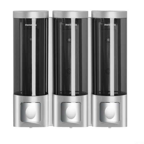 GKIRQVPE Seifenspender, An der Wand befestigter Seifenspender mit DREI Pumpen, 3er-Pack, Mehrfarbig, 21 x 20 x 6,5 cm(Silver) von GKIRQVPE