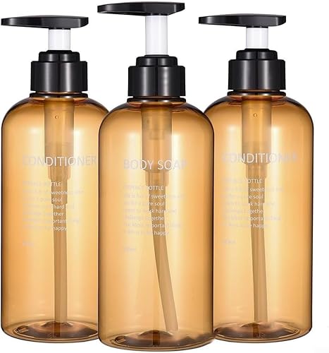 GKIRQVPE Seifenspender, Packung mit 3 nachfüllbaren Seifenspenderflaschen (500 ml), Mehrfarbig, for Badezimmer und Küche(Bruin) von GKIRQVPE