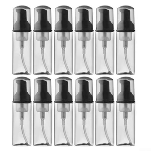 GKIRQVPE Seifenspender, Schaumpumpflasche for Seifenshampoo, 60 ml, Mehrfarbig, 12 Stück(Transparent Black) von GKIRQVPE