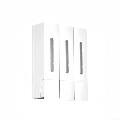GKIRQVPE Seifenspender, Wandseifenspender Weiß/Schwarz 1-3 Kammer for Seife Shampoo Duschgel(White Three) von GKIRQVPE