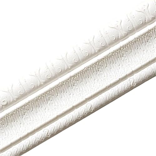 GKIRQVPE Selbstaufkleber 3D Wallpaper Rahmen， 2 Pcs 3D Textured Self-Adhesive Wallpaper Border Multicolor 2.3m x 8cm For Home(Bianco) von GKIRQVPE