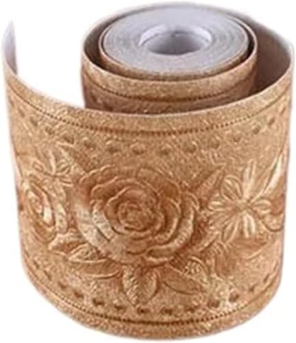 GKIRQVPE Selbstaufkleber 3D Wallpaper Rahmen， 2 Pcs Multicolor 5m x 10cm PVC Self-Adhesive 3D Wallpaper Border For Bathroom(Golden Peony) von GKIRQVPE