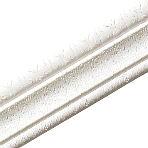 GKIRQVPE Selbstaufkleber 3D Wallpaper Rahmen， 2 Pcs XPE Self-Adhesive Wallpaper Border Multicolor 2.30m x 8cm(Bianco) von GKIRQVPE